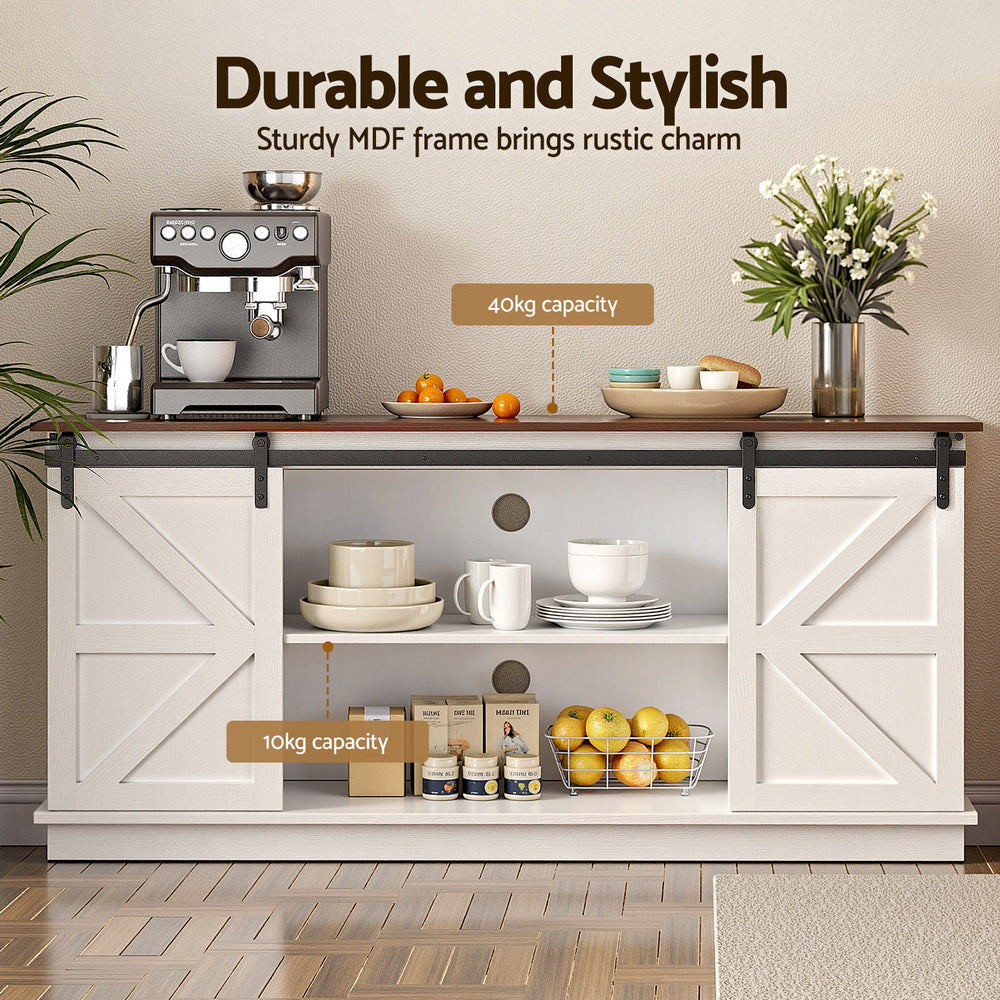 Buffets & Sideboards: Artiss Buffet Sideboard Storage Cabinet Kitchen Cupboard Sliding Doors White