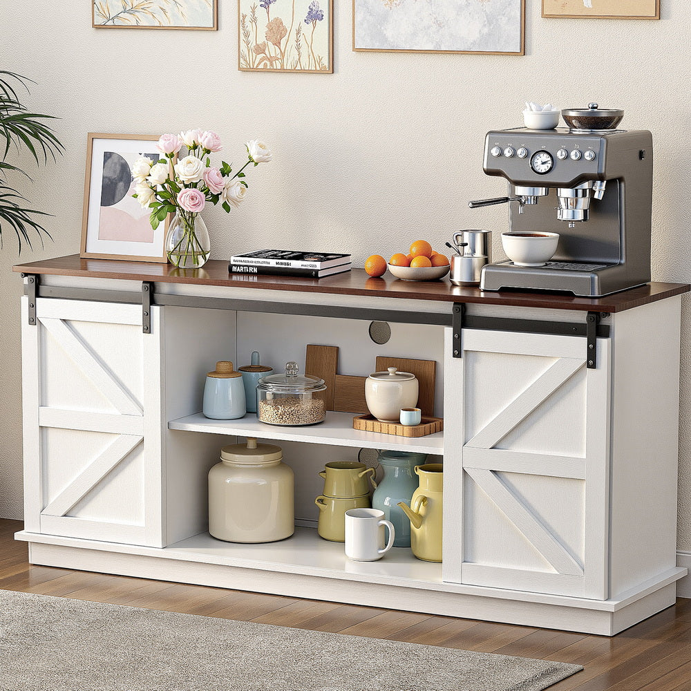 Buffets & Sideboards: Artiss Buffet Sideboard Storage Cabinet Kitchen Cupboard Sliding Doors White