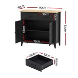 Artiss Buffet Sideboard Cabinet Kitchen Storage Cupboard Pantry 2 Drawers Black