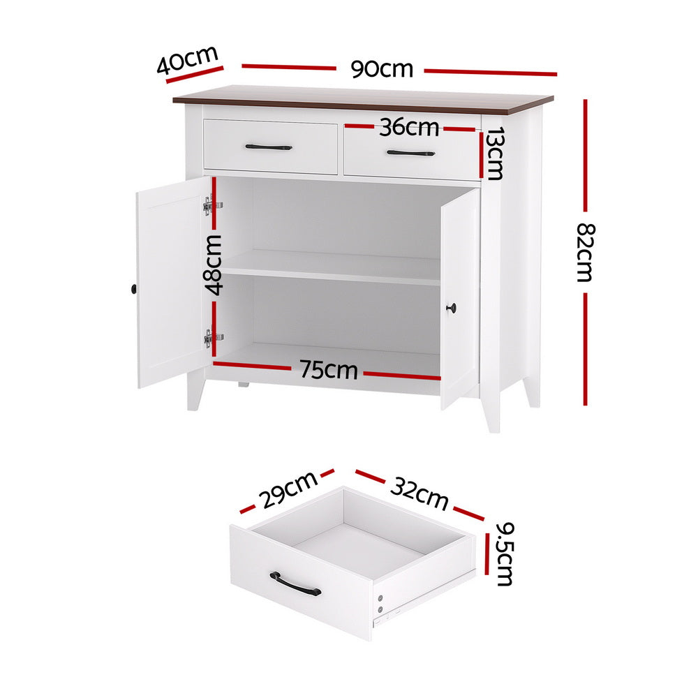 Buffets & Sideboards: Artiss Buffet Sideboard Storage Cabinet Kitchen Cupboard Hallway 2 Drawers White
