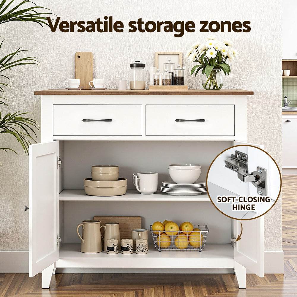 Buffets & Sideboards: Artiss Buffet Sideboard Storage Cabinet Kitchen Cupboard Hallway 2 Drawers White