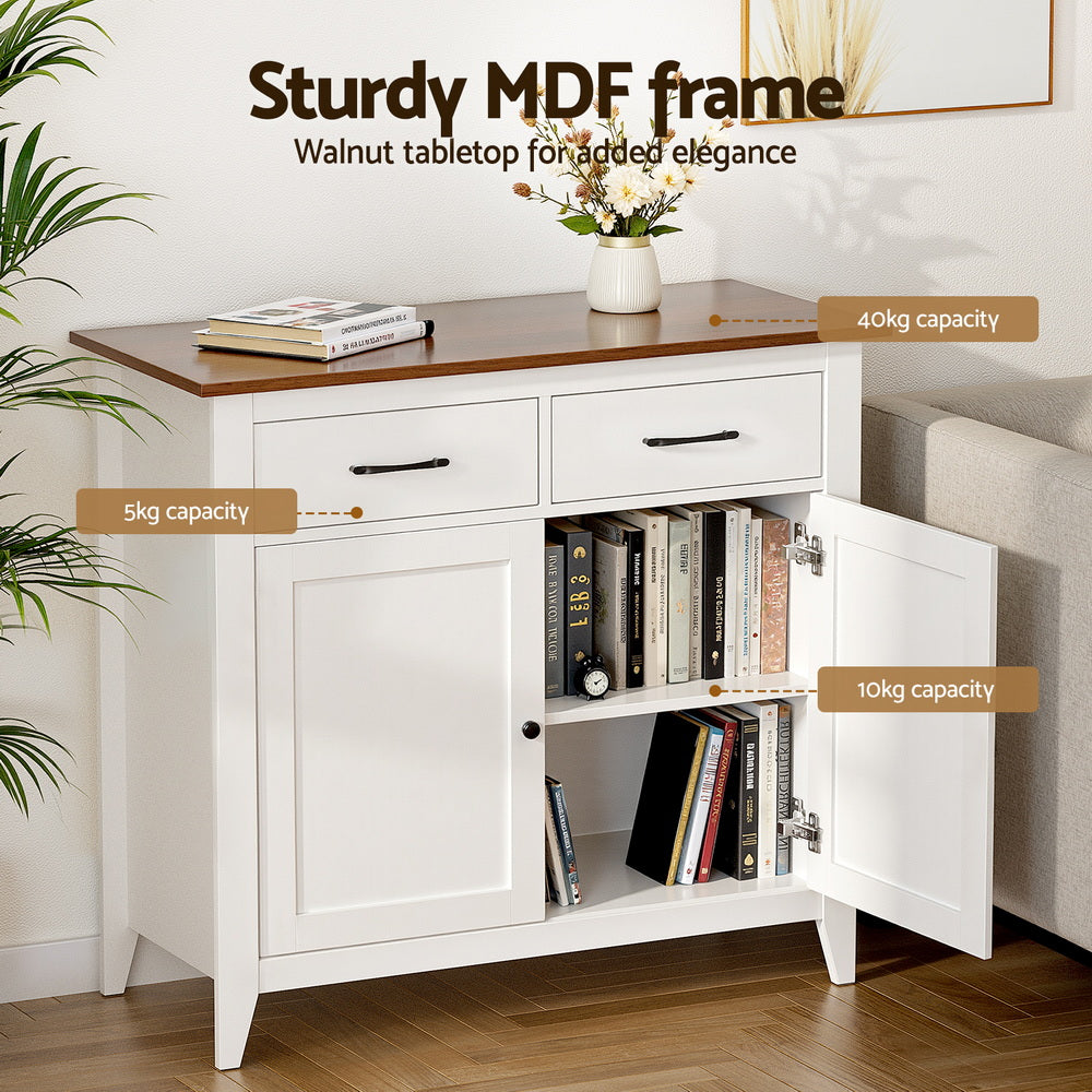 Buffets & Sideboards: Artiss Buffet Sideboard Storage Cabinet Kitchen Cupboard Hallway 2 Drawers White