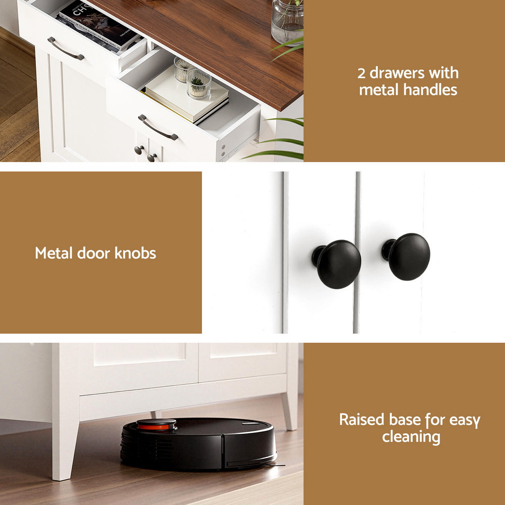 Buffets & Sideboards: Artiss Buffet Sideboard Storage Cabinet Kitchen Cupboard Hallway 2 Drawers White