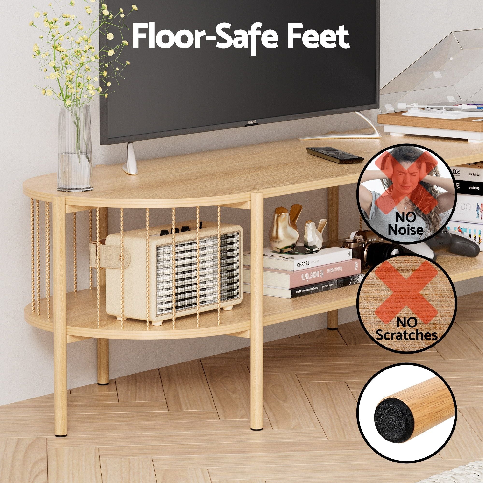 Artiss TV Unit & Coffee Table Set Storage Shelf Pine