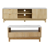 Beds & Bed Frames: Artiss TV Unit & Coffee Table Set Storage Drawers Pine