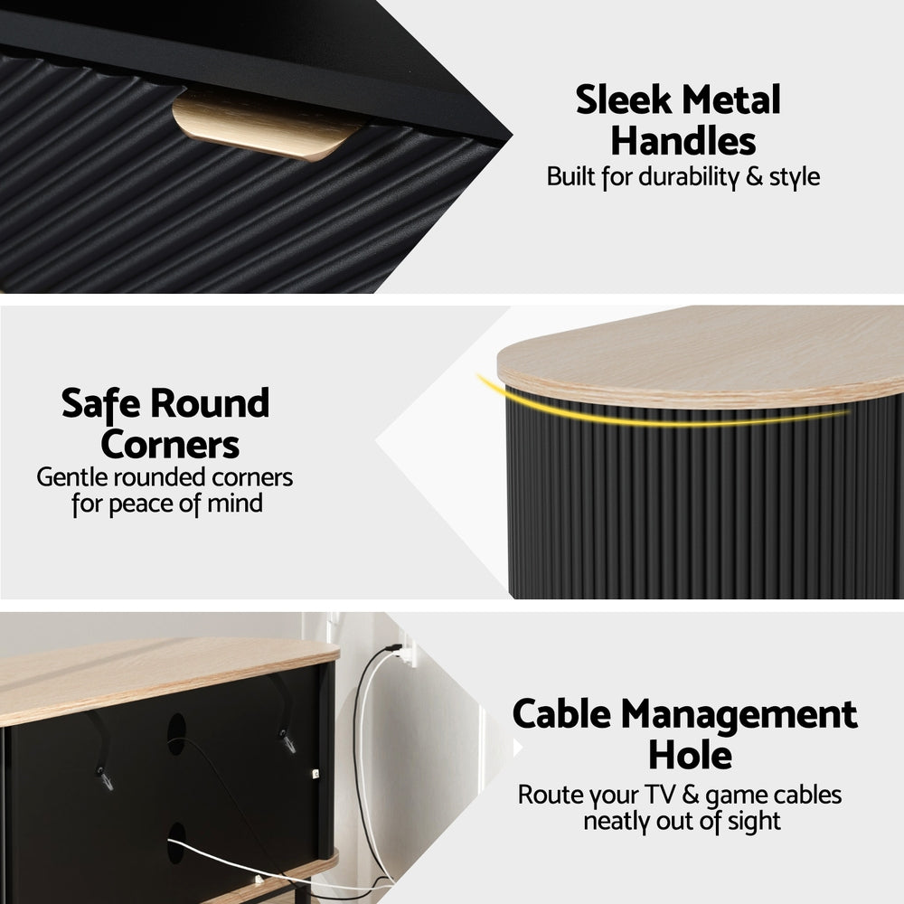 TV Units: Artiss TV Unit Entertainment Unit Storage Cabinet Black Pine