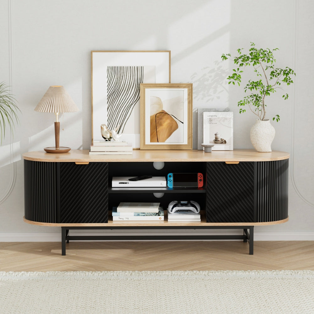 TV Units: Artiss TV Unit Entertainment Unit Storage Cabinet Black Pine