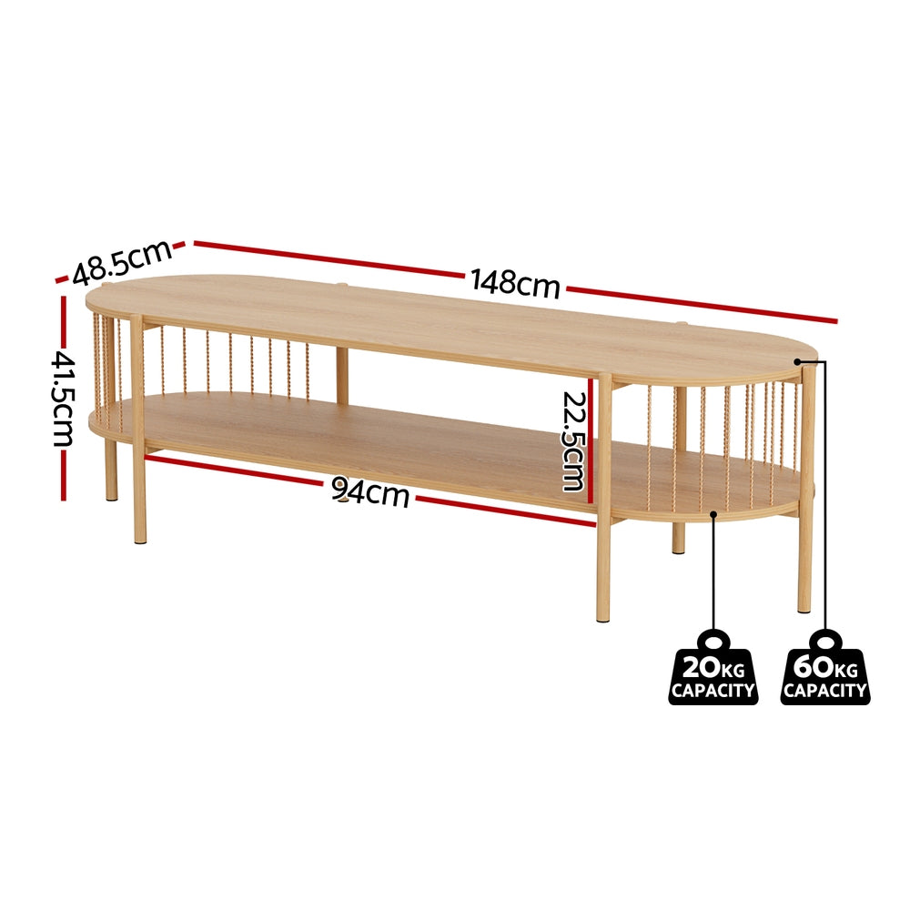 TV Units: Artiss TV Unit Entertainment Unit Storage Shelf 148cm Pine