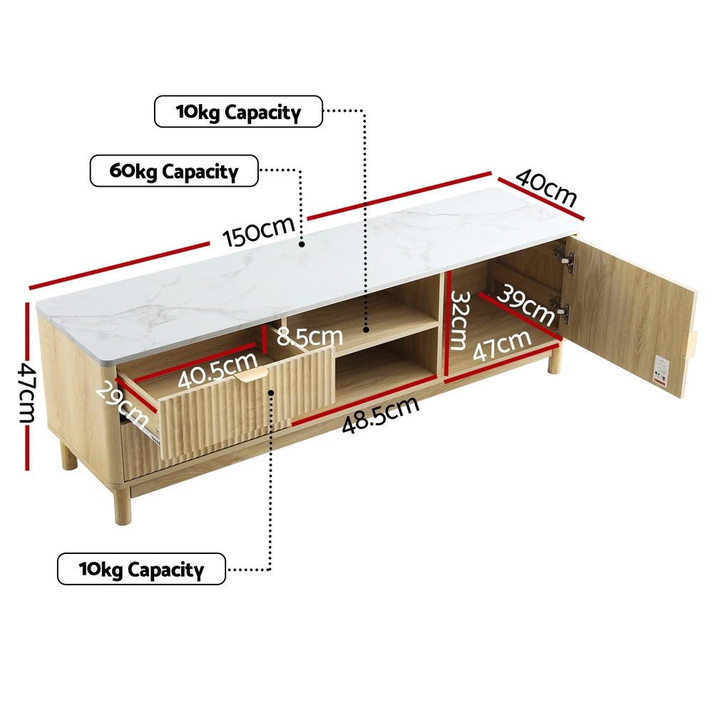 TV Units: Artiss TV Unit Entertainment Unit Storage Drawer Shelf 150cm Pine