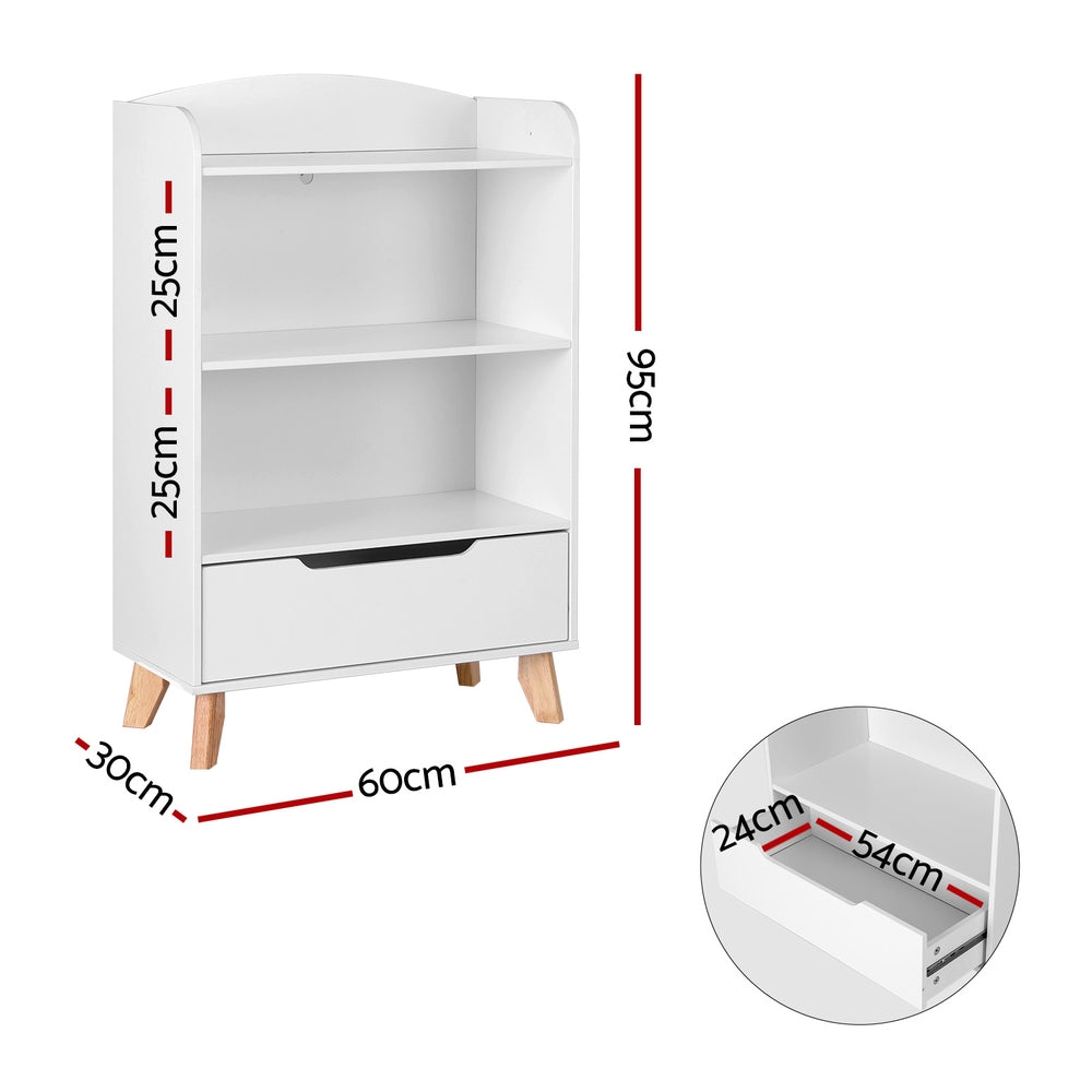 Kid's Bookcases & Shelves: Keezi Kids Bookshelf 3 Tiers Storage Children Bookcase Toys Organiser Drawer