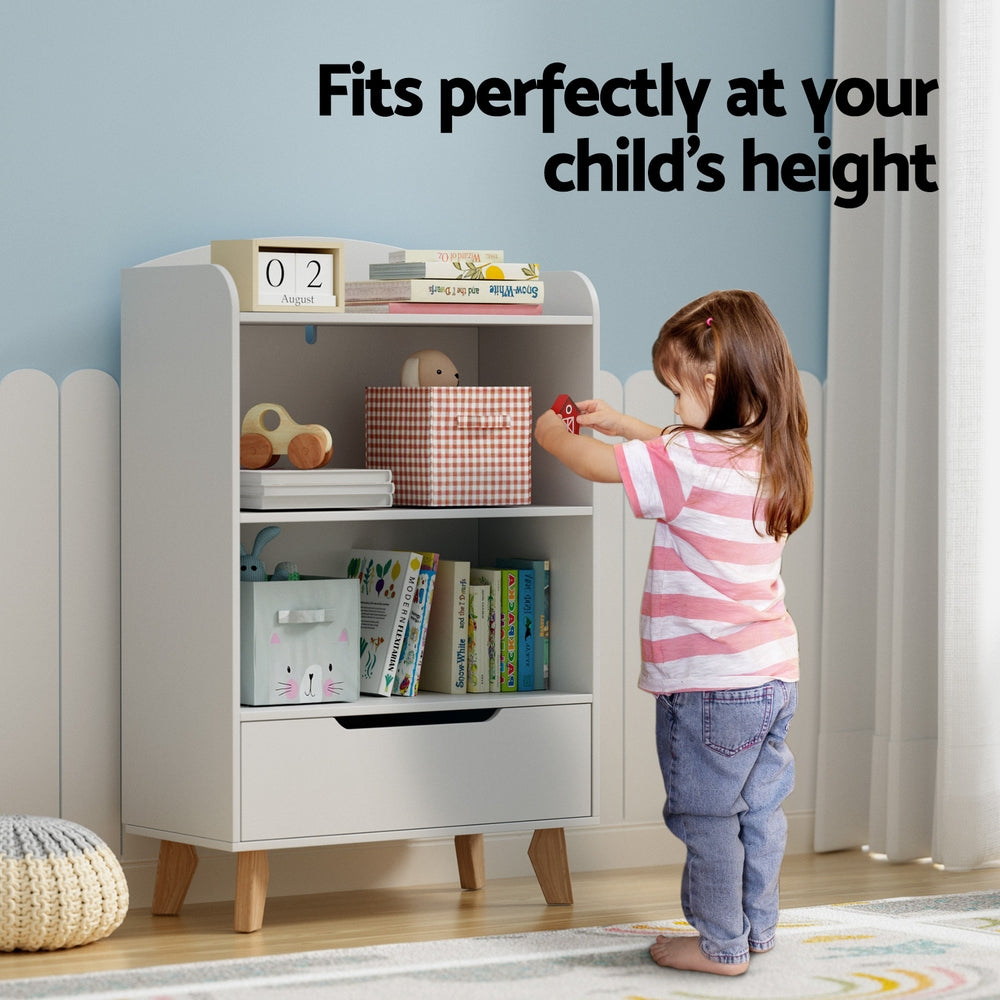 Kid's Bookcases & Shelves: Keezi Kids Bookshelf 3 Tiers Storage Children Bookcase Toys Organiser Drawer