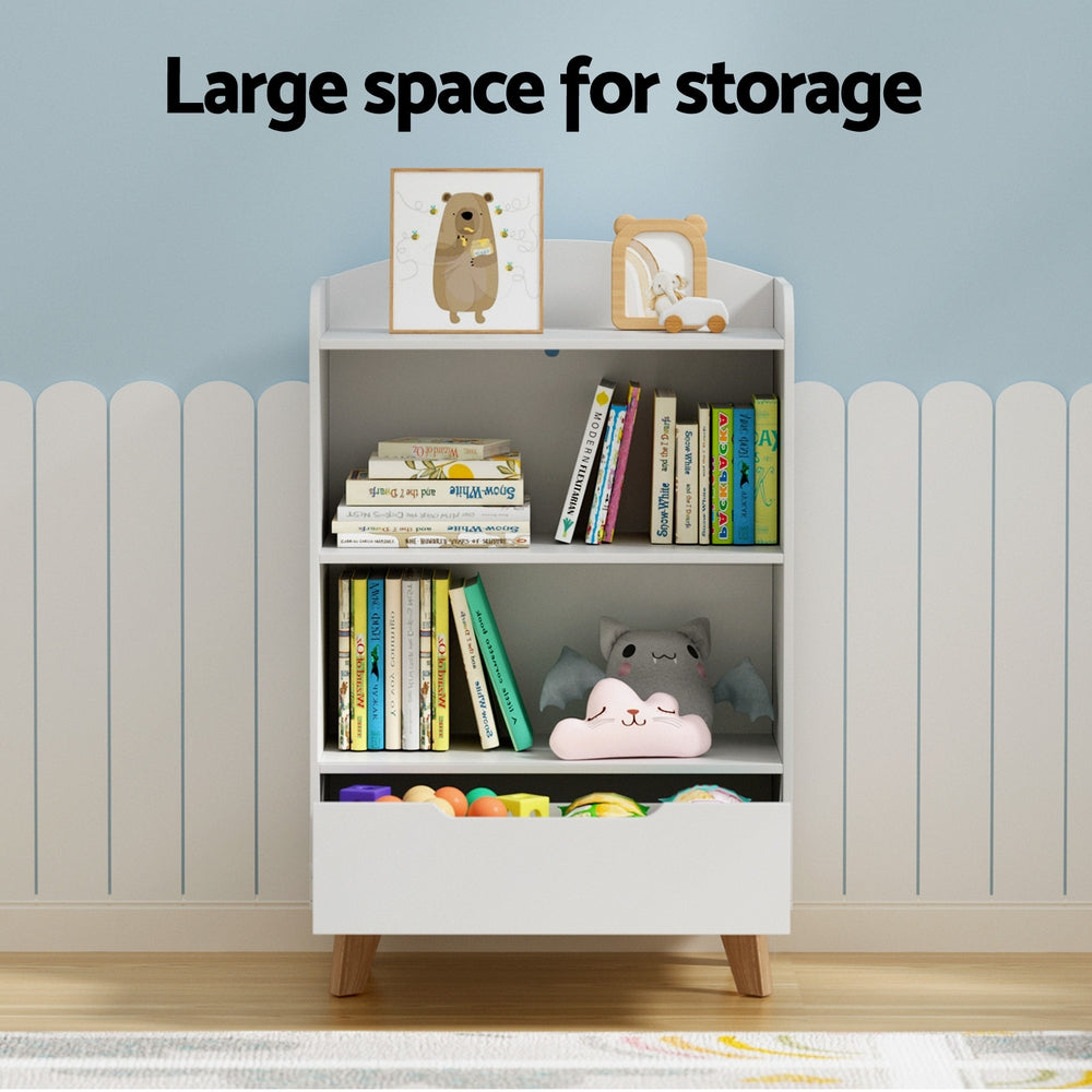 Kid's Bookcases & Shelves: Keezi Kids Bookshelf 3 Tiers Storage Children Bookcase Toys Organiser Drawer