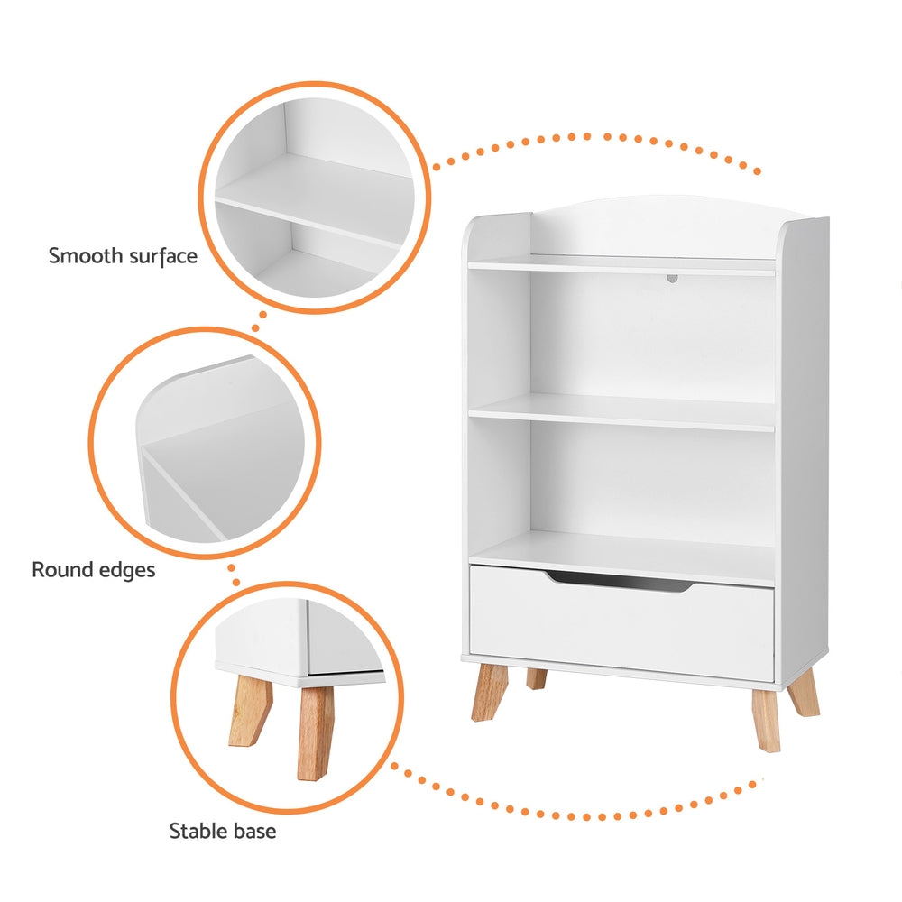 Kid's Bookcases & Shelves: Keezi Kids Bookshelf 3 Tiers Storage Children Bookcase Toys Organiser Drawer