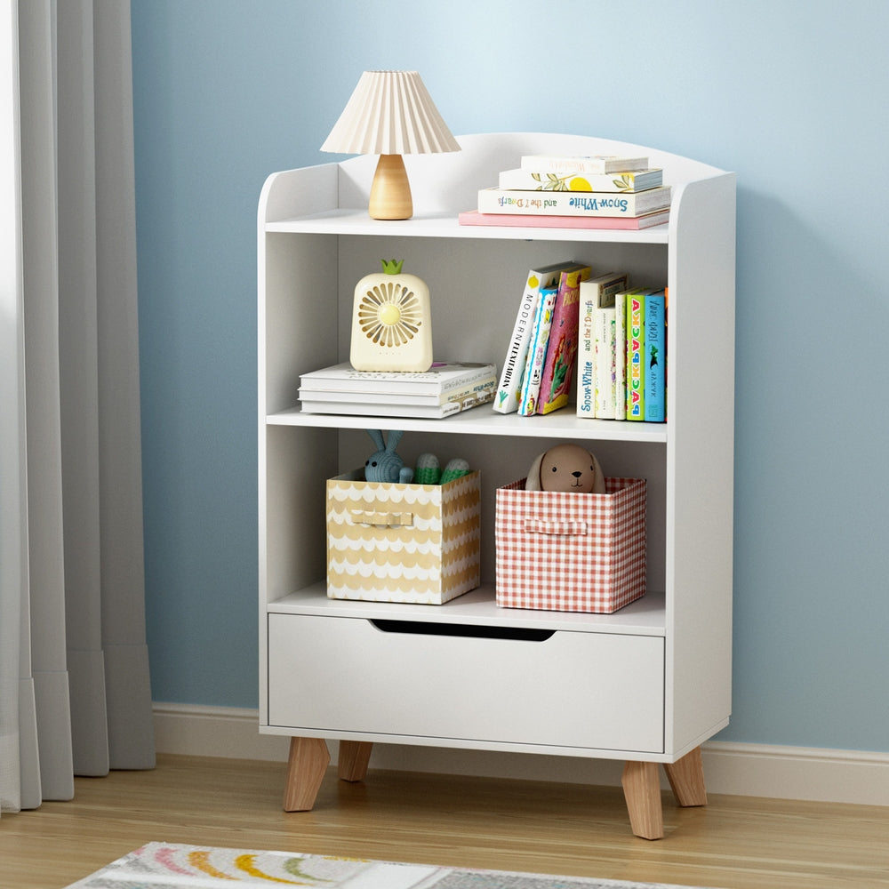 Kid's Bookcases & Shelves: Keezi Kids Bookshelf 3 Tiers Storage Children Bookcase Toys Organiser Drawer
