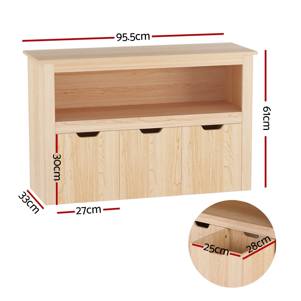 Bookcases & Shelves: Keezi Kids Bookshelf 3 Drawers Storage Children Bookcase Toy Organiser Display Wooden