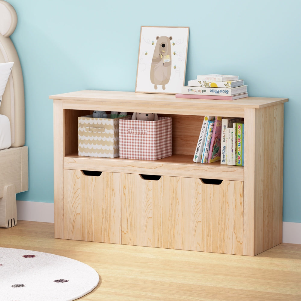 Bookcases & Shelves: Keezi Kids Bookshelf 3 Drawers Storage Children Bookcase Toy Organiser Display Wooden