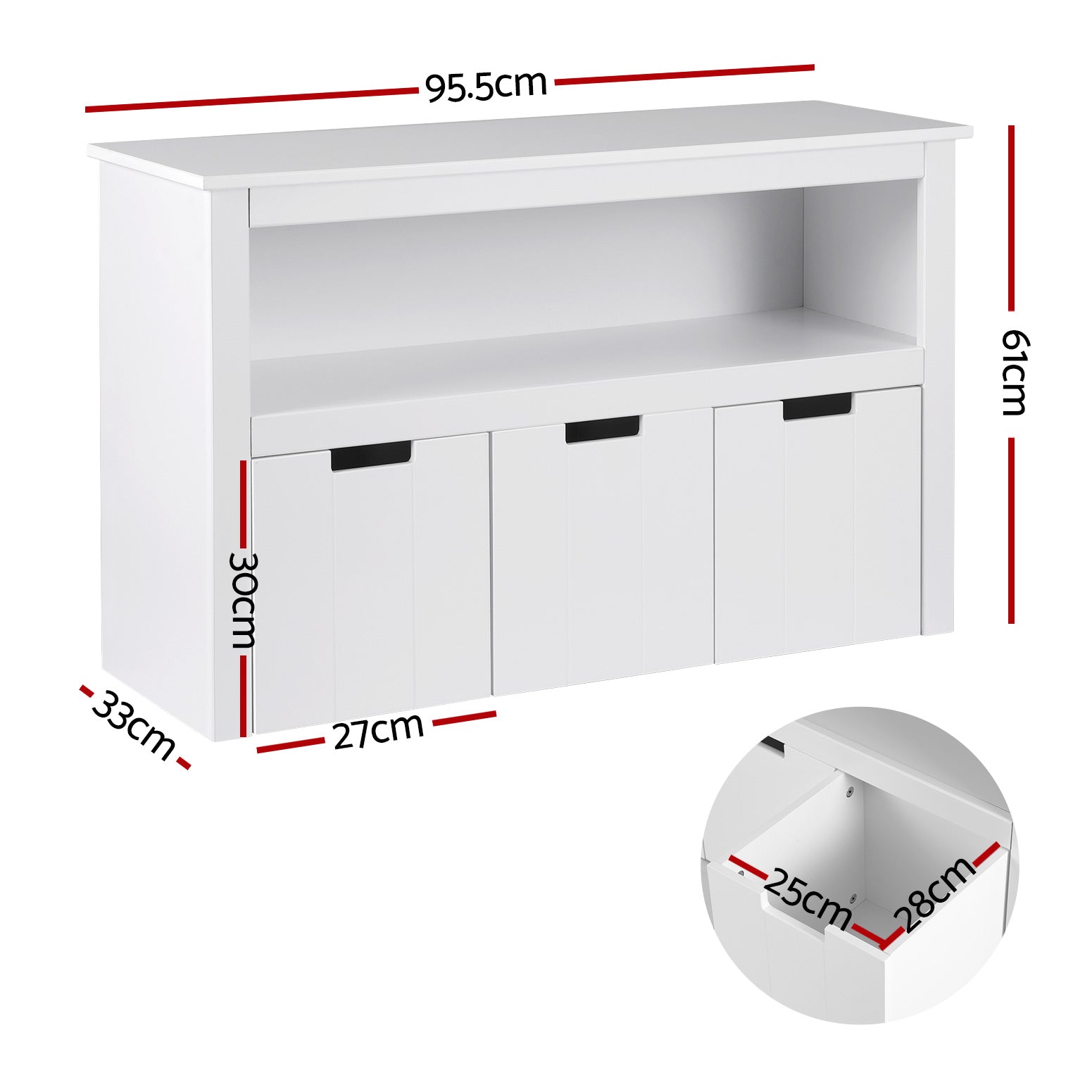 Kid's Bookcases & Shelves: Keezi Kids Bookshelf 3 Drawers Storage Children Bookcase Toy Organiser Display