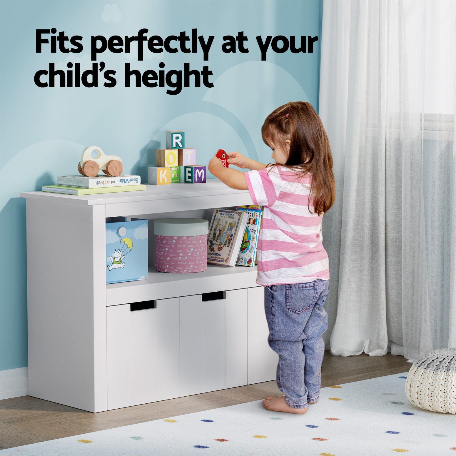 Kid's Bookcases & Shelves: Keezi Kids Bookshelf 3 Drawers Storage Children Bookcase Toy Organiser Display