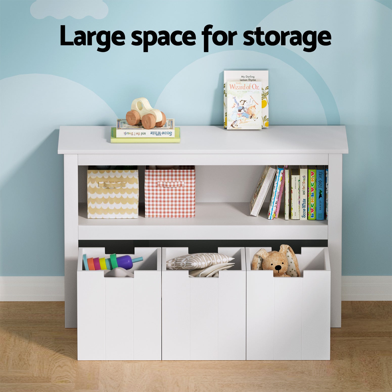 Kid's Bookcases & Shelves: Keezi Kids Bookshelf 3 Drawers Storage Children Bookcase Toy Organiser Display