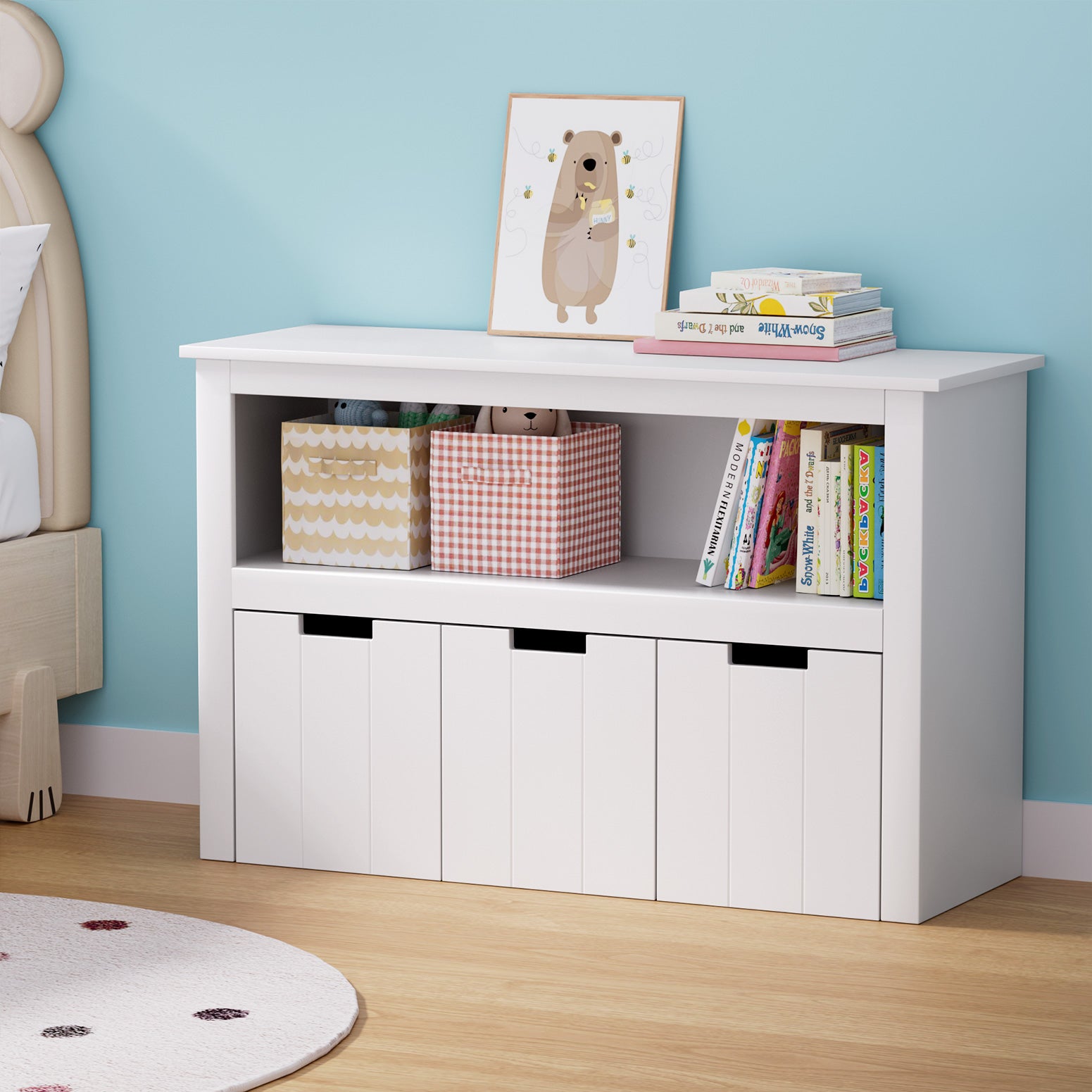 Kid's Bookcases & Shelves: Keezi Kids Bookshelf 3 Drawers Storage Children Bookcase Toy Organiser Display