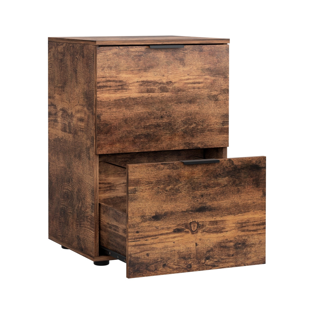 Storage Cabinets: Artiss Filing Cabinet Files Storage Office Shelves File Organiser Rustic Brown 2 Drawer