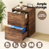 Artiss Filing Cabinet Files Storage Office Shelves File Organiser Rustic Brown 2 Drawer