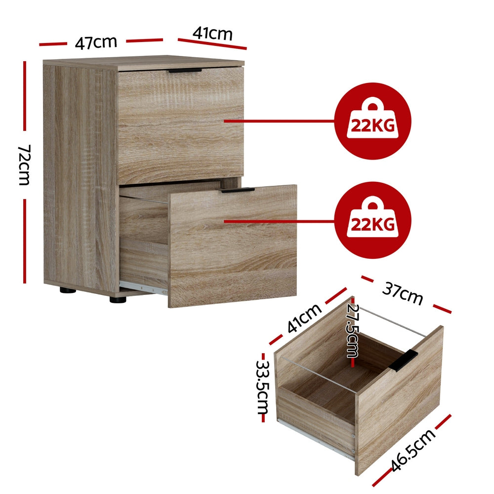 Filing & Organisation: Artiss Filing Cabinet Files Storage Office Shelves File Organiser Oak 2 Drawer
