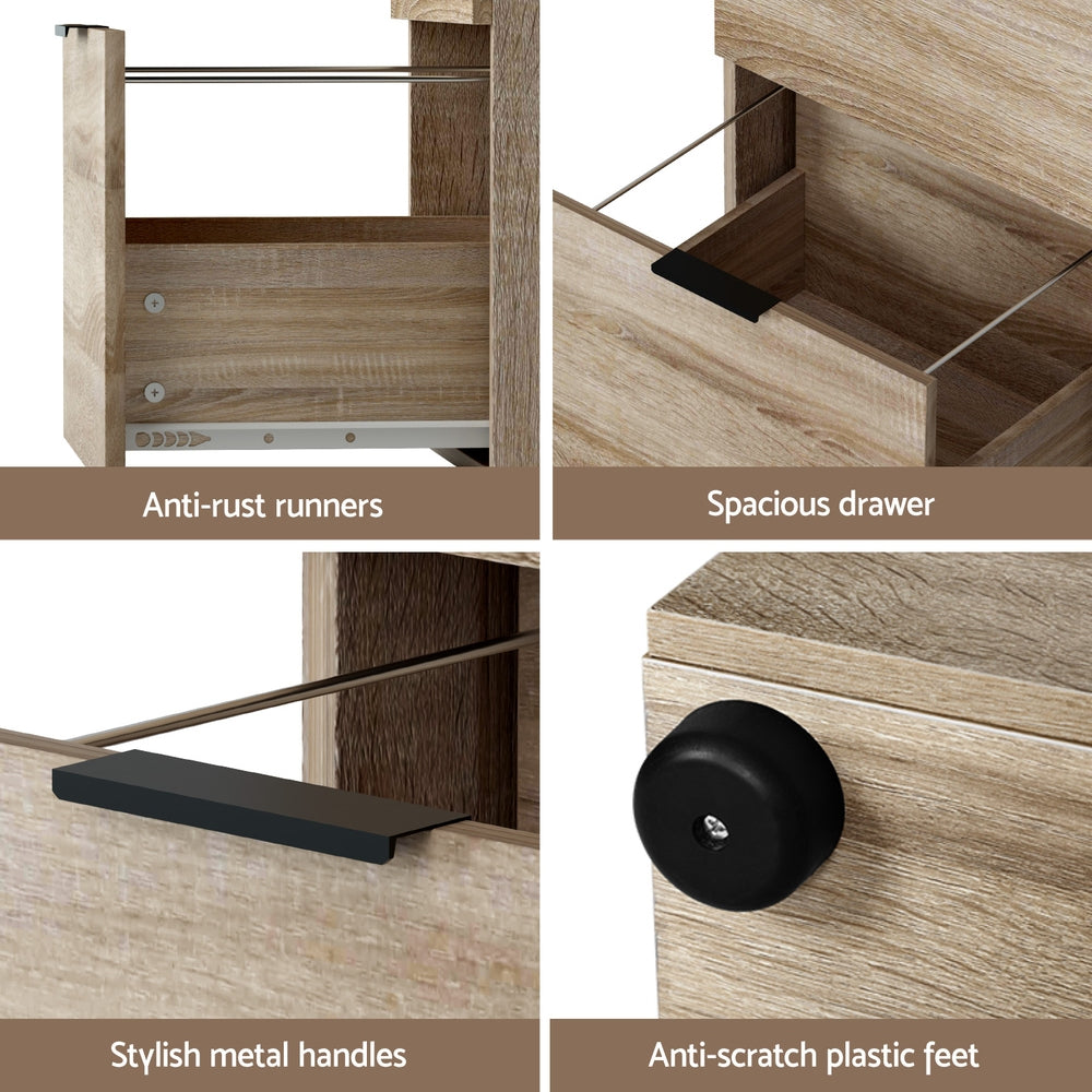 Filing & Organisation: Artiss Filing Cabinet Files Storage Office Shelves File Organiser Oak 2 Drawer