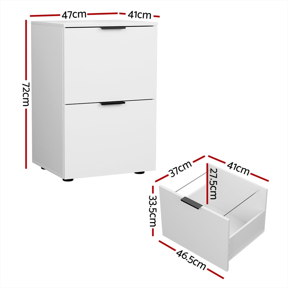 Filing & Organisation: Artiss Filing Cabinet Files Storage Office Shelves File Organiser White 2 Drawer