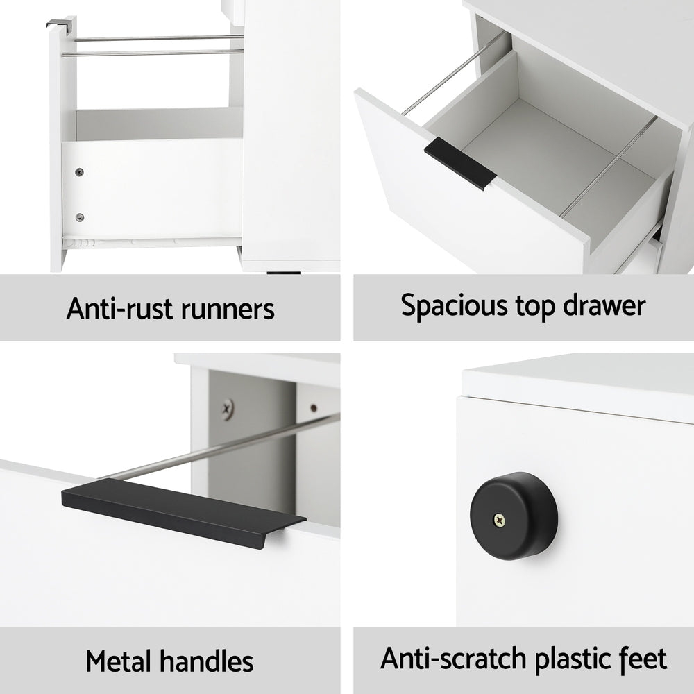 Filing & Organisation: Artiss Filing Cabinet Files Storage Office Shelves File Organiser White 2 Drawer