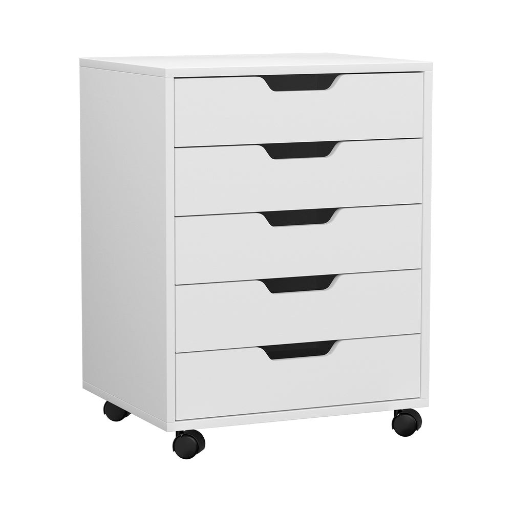 Bookcases & Shelves: Artiss 5-Drawer Filing Cabinet Mobile Rolling Storage Cabinet Chest of Drawers Stand White