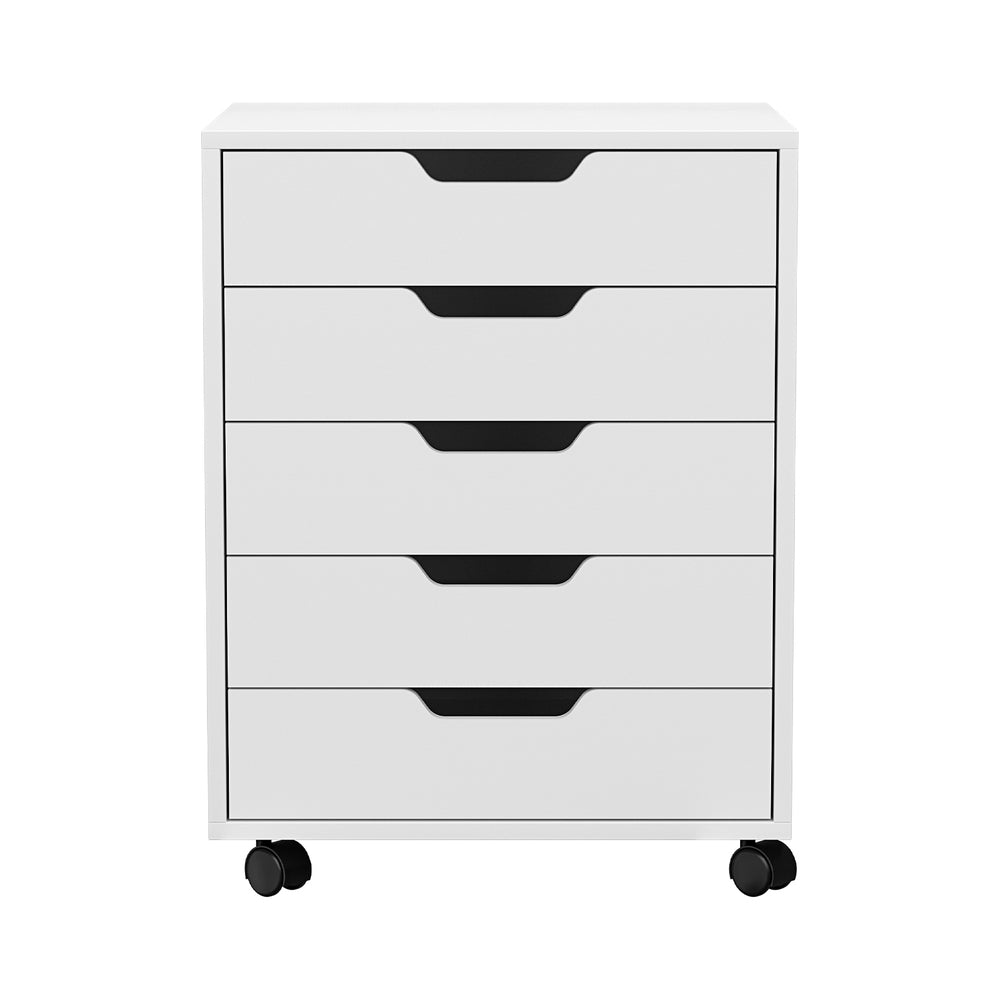Bookcases & Shelves: Artiss 5-Drawer Filing Cabinet Mobile Rolling Storage Cabinet Chest of Drawers Stand White