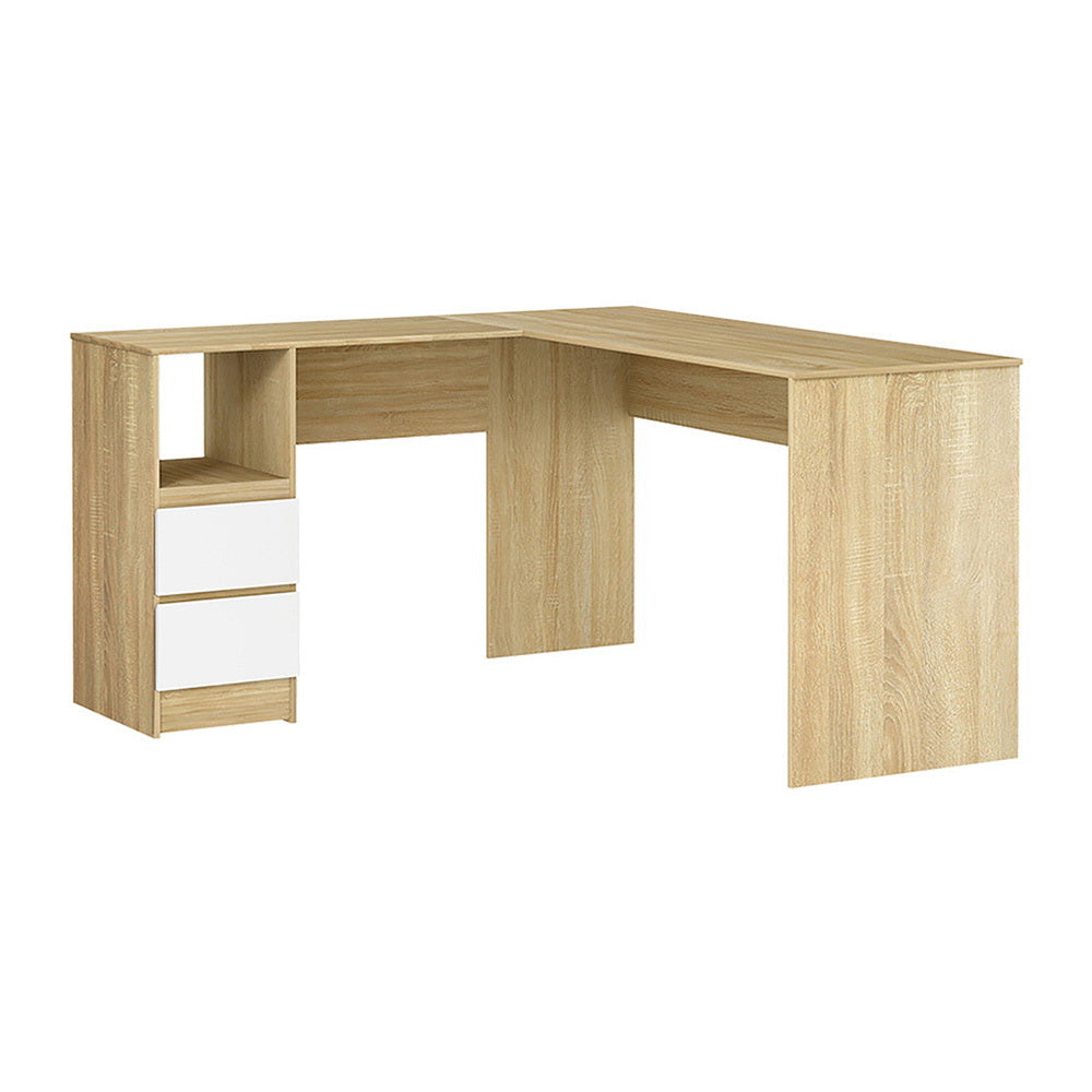 Desks: Artiss Computer Desk Drawer Cabinet L-Shape Oak 136CM