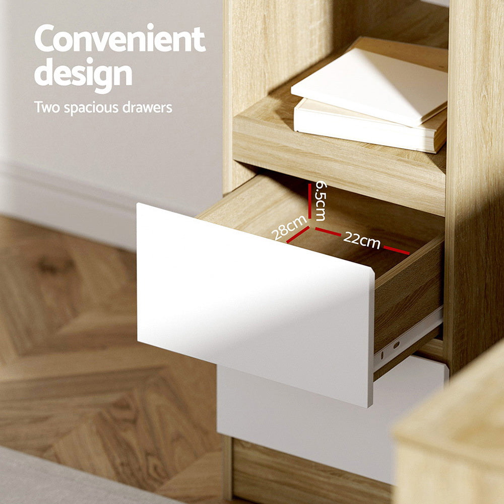 Desks: Artiss Computer Desk Drawer Cabinet L-Shape Oak 136CM