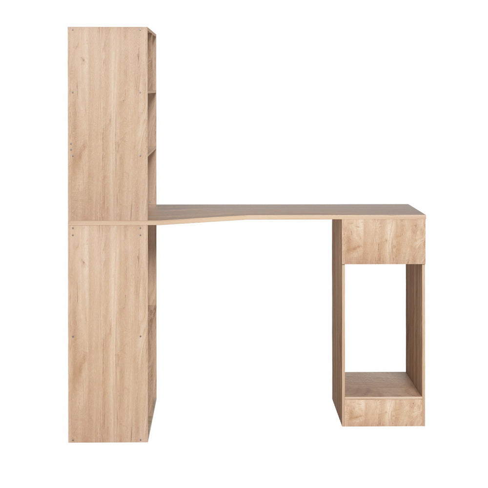 Desks: Artiss Computer Desk Bookshelf Drawer Cabinet Oak 120CM