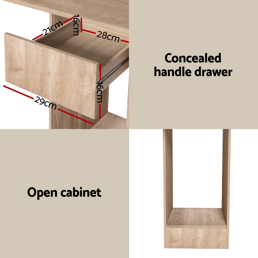 Desks: Artiss Computer Desk Bookshelf Drawer Cabinet Oak 120CM