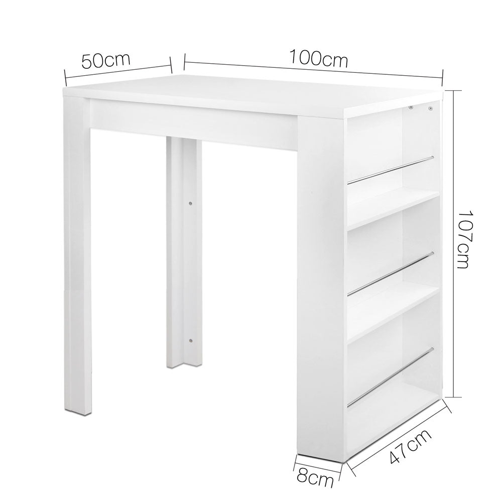 Bookcases & Shelves: Artiss Bar Table 3-tier Storage Shelves White