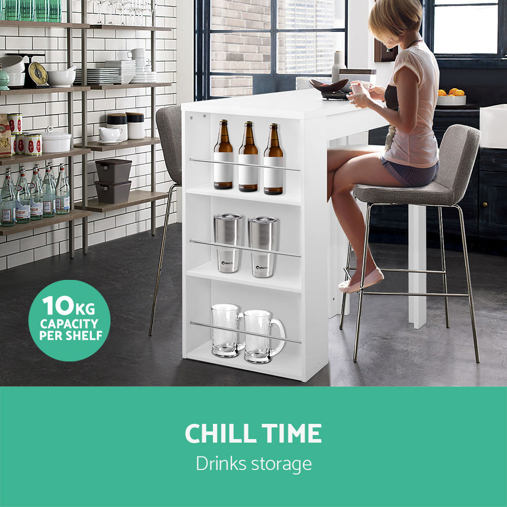 Bookcases & Shelves: Artiss Bar Table 3-tier Storage Shelves White