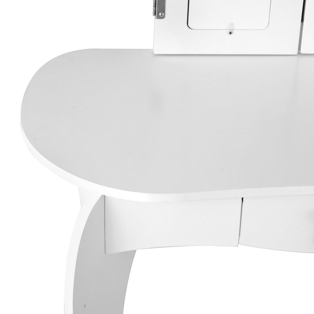 Kid's Dressers, Cupboards & Wardrobes: Keezi Kids Dressing Table Vanity Makeup Chair Set Wooden 3 Mirror Drawer White
