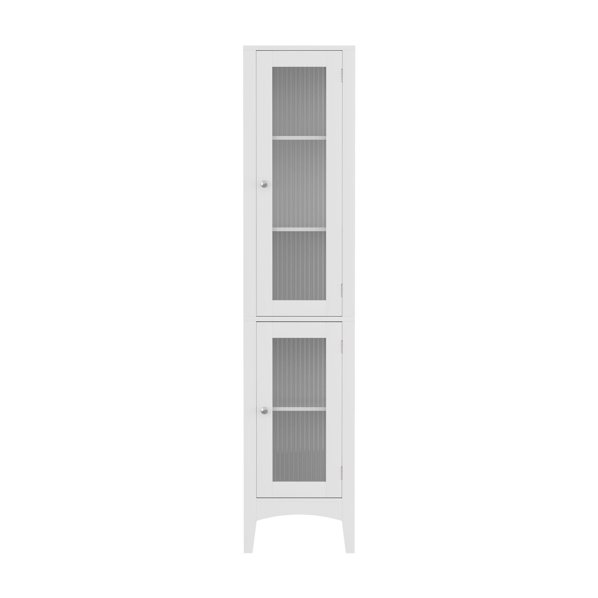Artiss 2X Bathroom Storage Cabinet 160cm Tall Slim Floor Cupboard Toilet Glass Door White