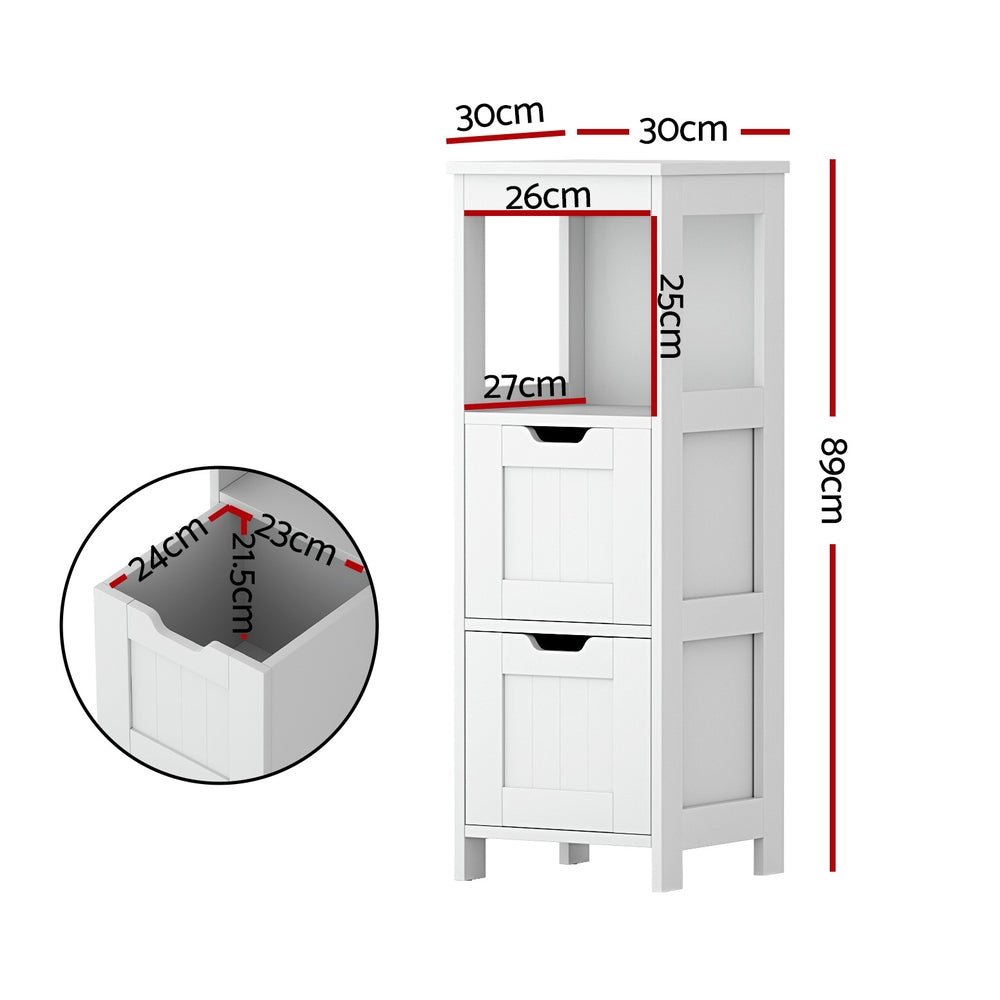 Bathroom Cabinets, Cupboards & Storage: Artiss Bathroom Storage Cabinet 89cm Floor Toilet Drawer Bedroom Organizer Standing White