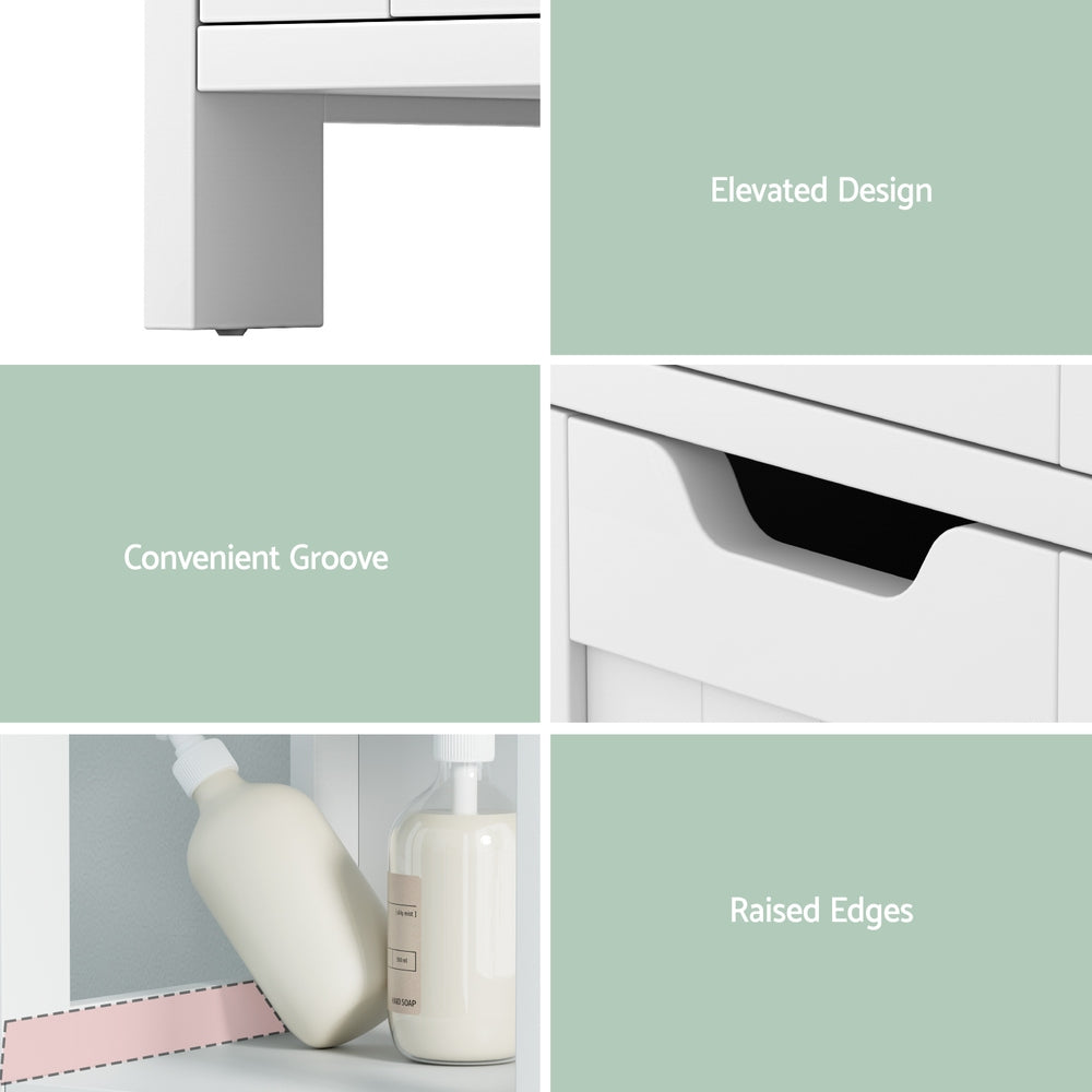 Bathroom Cabinets, Cupboards & Storage: Artiss Bathroom Storage Cabinet 89cm Floor Toilet Drawer Bedroom Organizer Standing White