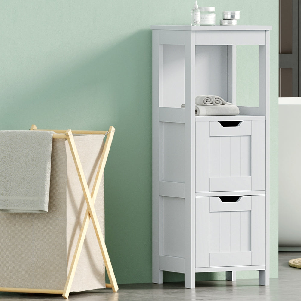 Bathroom Cabinets, Cupboards & Storage: Artiss Bathroom Storage Cabinet 89cm Floor Toilet Drawer Bedroom Organizer Standing White