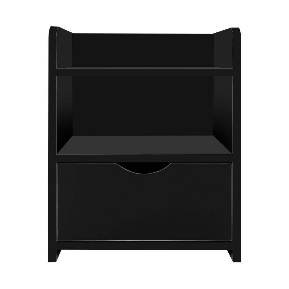 Bedside Tables: Artiss Bedside Table 1 Drawer with Shelf - FARA Black