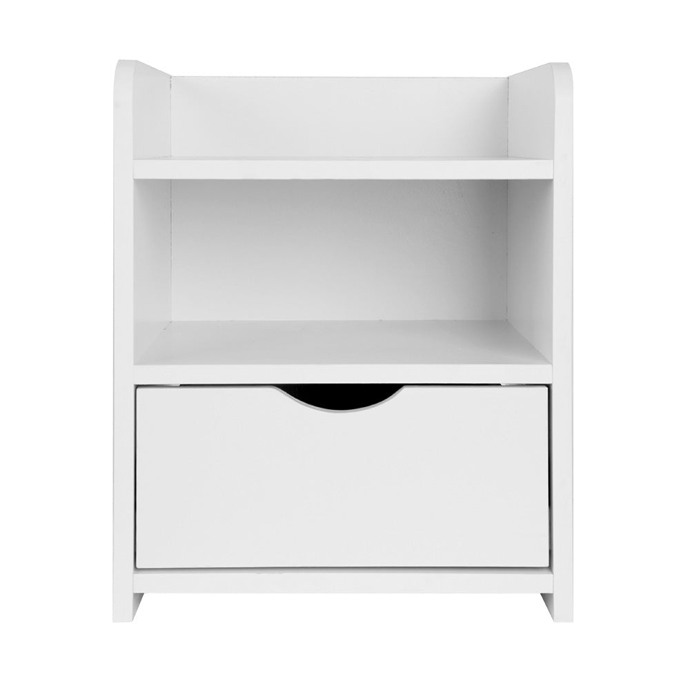 Bedside Tables: Artiss Bedside Table 1 Drawer with Shelf - FARA White