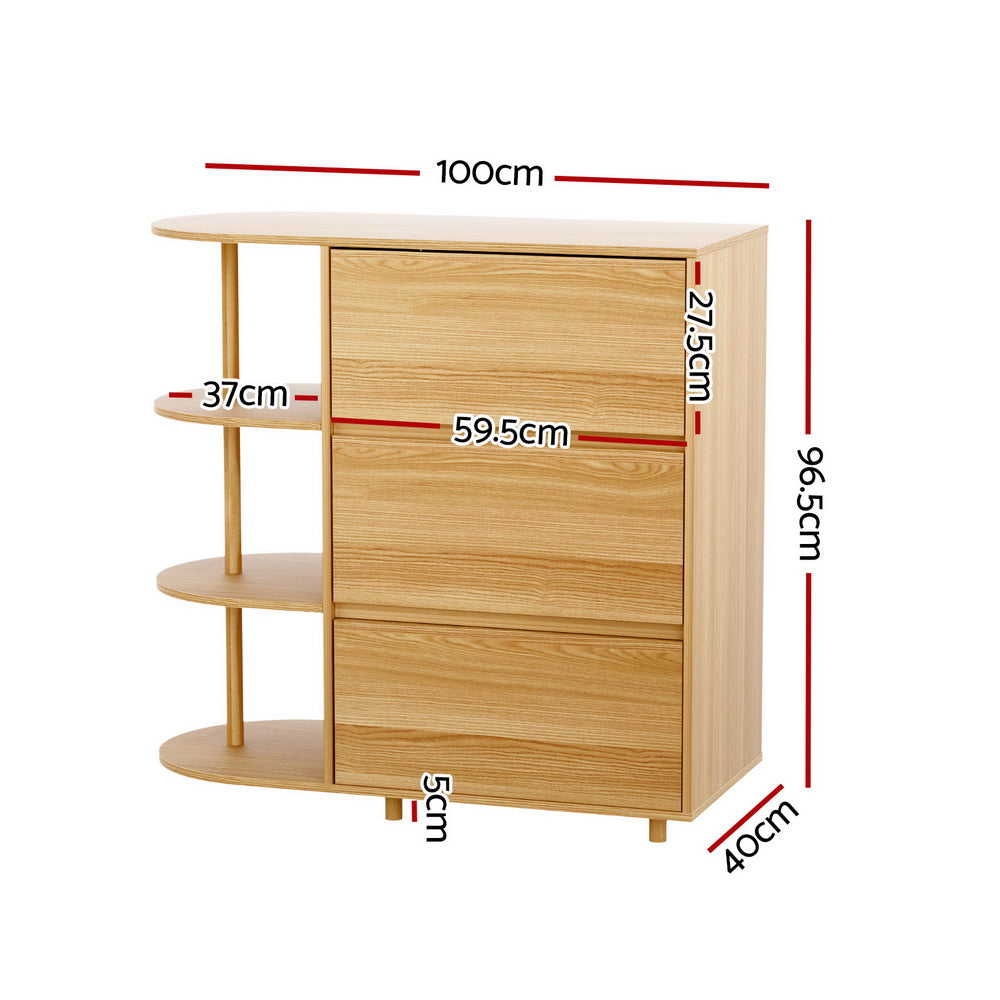 Dressers: Artiss Chest of 3 Drawers Storage Cabinet 3 Shelves Pine