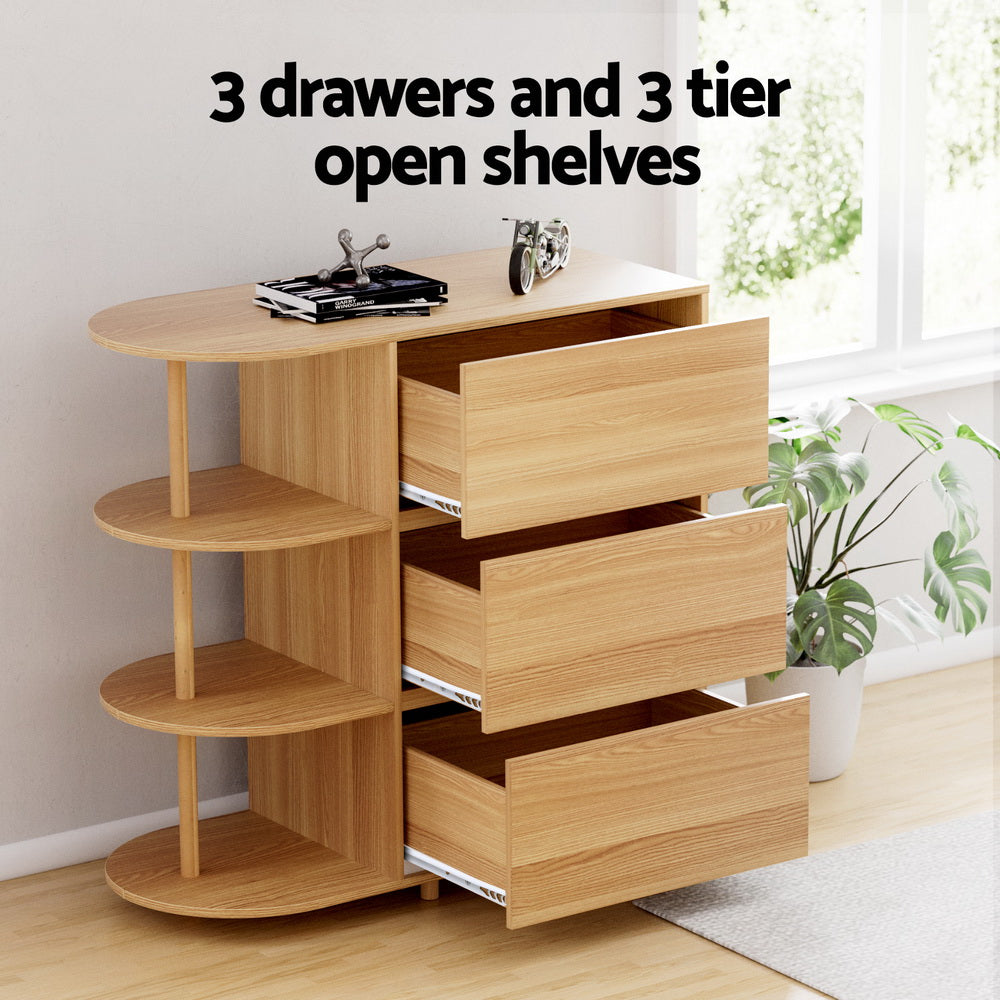 Dressers: Artiss Chest of 3 Drawers Storage Cabinet 3 Shelves Pine