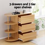Artiss Chest of 3 Drawers Storage Cabinet 3 Shelves Pine
