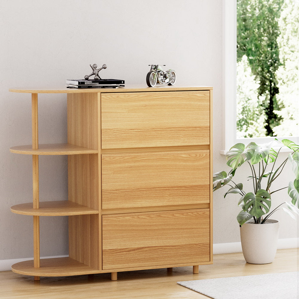 Dressers: Artiss Chest of 3 Drawers Storage Cabinet 3 Shelves Pine