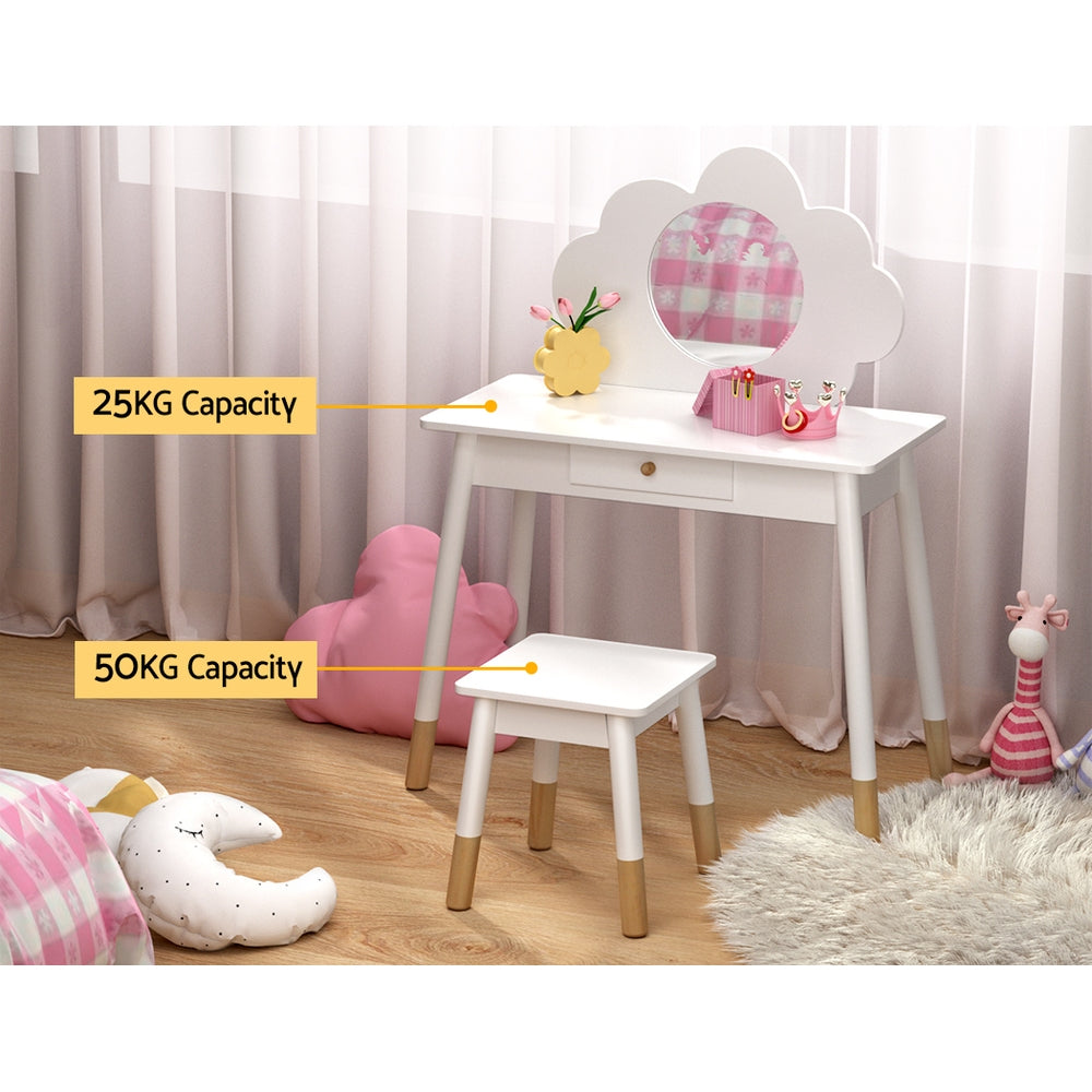 Kid's Dressers, Cupboards & Wardrobes: Keezi Kids Dressing Table Chair Set Vanity Makeup Wooden Leg Mirror Drawer